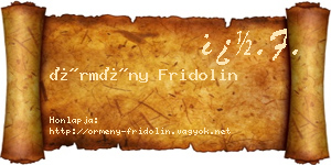 Örmény Fridolin névjegykártya